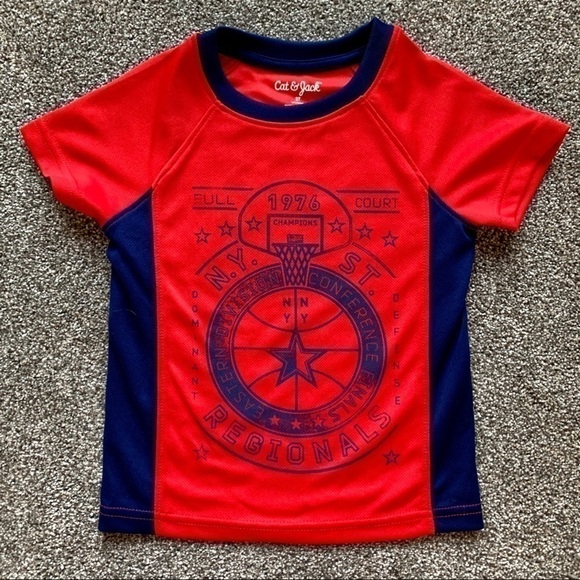 Cat & Jack Red and Blue Jersey Tee Shirt - 2T - Picture 1 of 4
